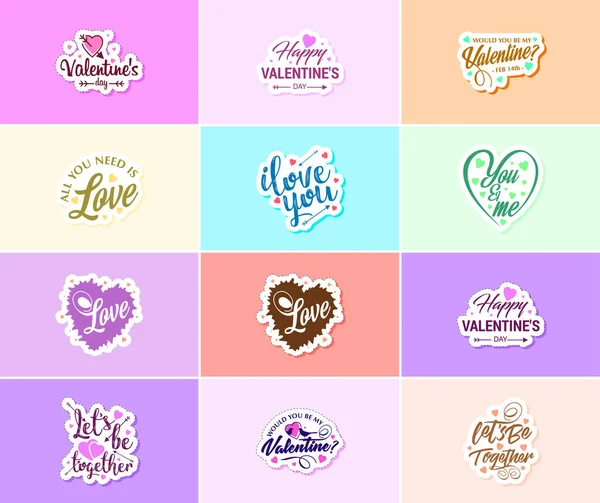 Celebrating Love Valentine Day Stunning Design Stickers — Vector de stock