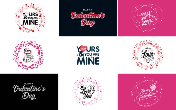 Happy Valentine Day Greeting Card Template Romantic Theme Red Pink — Vector de stock
