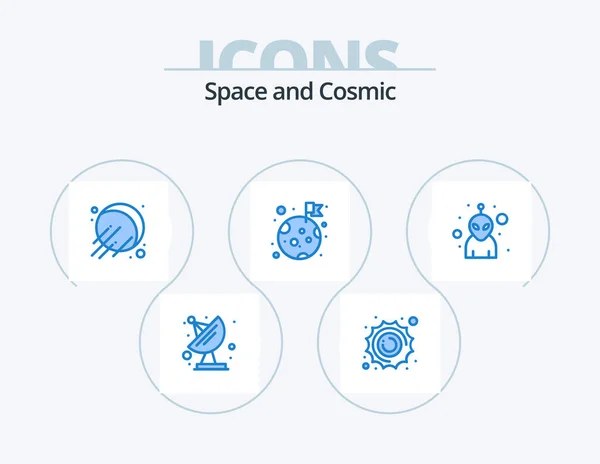 Space Blue Icon Pack Icon Design Avatar Space Alien Space — Vector de stock