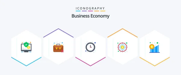 Economy Flat Icon Pack Including Business Profit Problem Money Money — Vettoriale Stock