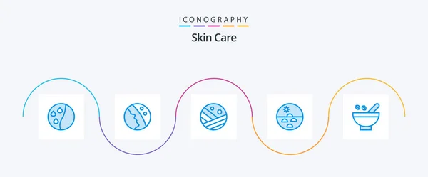 Skin Blue Icon Pack Including Herbs Skin Proceed Skin Care — Stock Vector