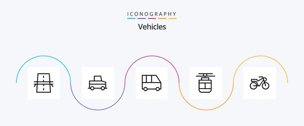 Vehicles Line Icon Pack Including Motorbike Transportation Delivery Van Tram — Stock vektor