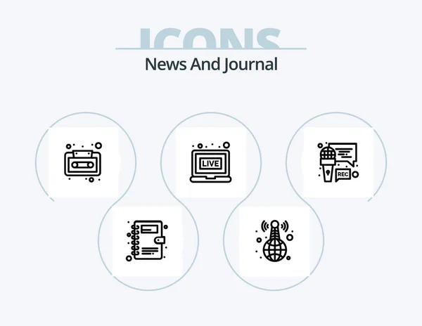 News Line Icon Pack Icon Design Recording Mic Institution World — Stockvector