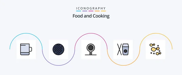 Food Line Filled Flat Icon Pack Including Potato Pan Food — Stok Vektör