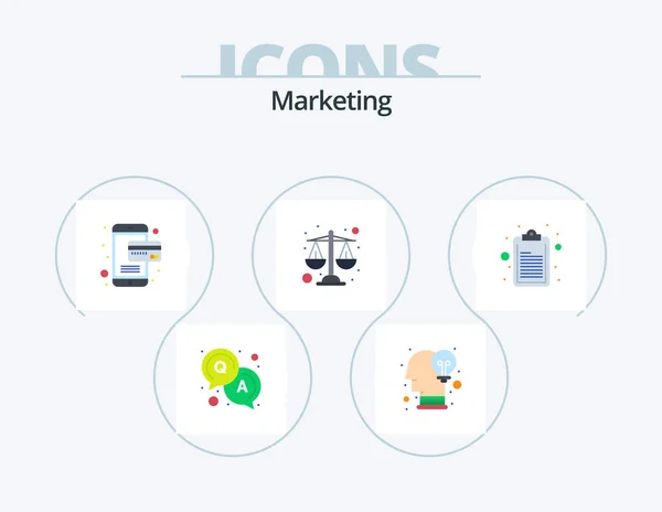 Marketing Flat Icon Pack Icon Design Note Online Clipboard Scales — Wektor stockowy