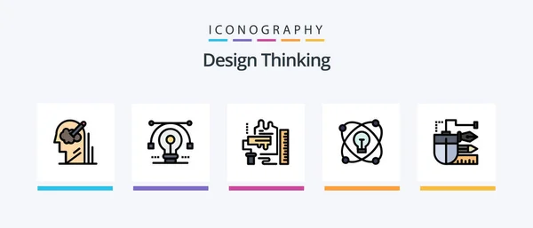 Design Thinking Line Filled Icon Pack Including Idea Package Drawing — Stock Vector