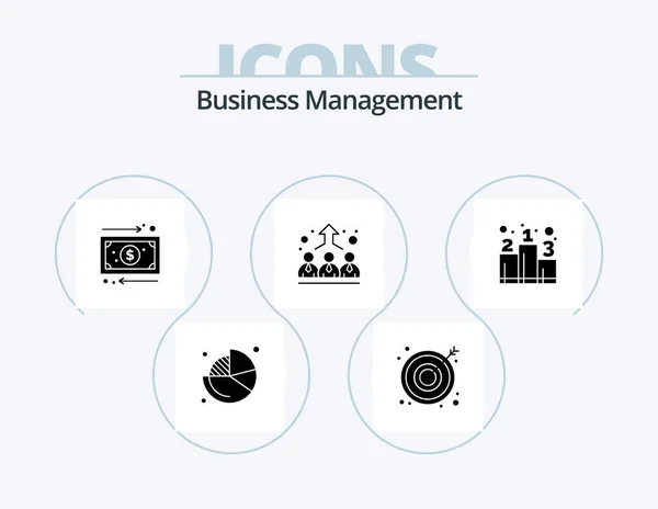 Business Management Glyph Icon Pack Icon Design Rank Business Cash — Διανυσματικό Αρχείο