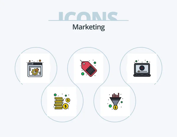 Marketing Line Filled Icon Pack Icon Design Goal Sale Tag — Vettoriale Stock