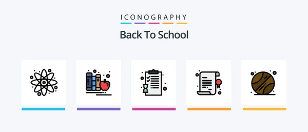 Back School Line Filled Icon Pack Including Education Back School — Stok Vektör