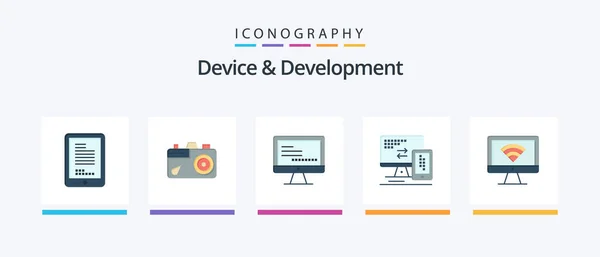Device Development Flat Icon Pack Including Monitor Cell Computer Mobile — Stockový vektor