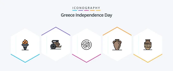 Greece Independence Day Filledline Icon Pack Including Nation Greece Prince — Vetor de Stock
