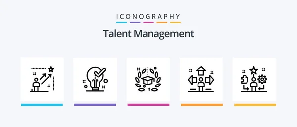 Talent Management Line Icon Pack Including Setup Gear Star Success — Stock vektor