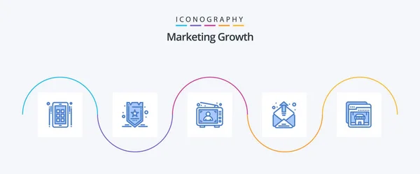 Marketing Growth Blue Icon Pack Including Browser Inbox Email Marketing — Vettoriale Stock