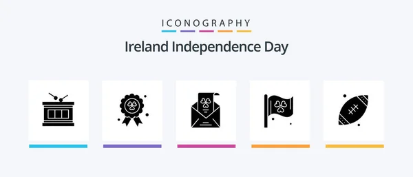 アイルランド独立記念日グリフ5アイコンパックアイルランドを含む ラグビーだ 封筒だ ボールだ サインを クリエイティブアイコンデザイン — ストックベクタ