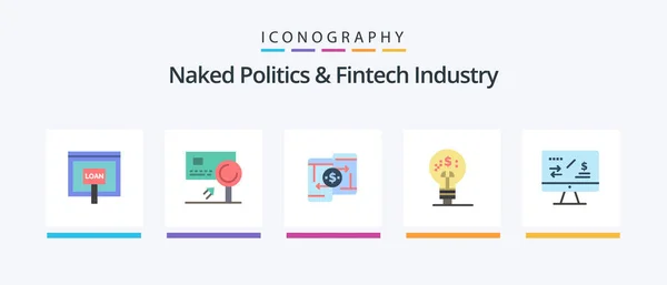 Naked Politics Fintech Industry Flat Icon Pack Including Fintech Fintech — Stockový vektor