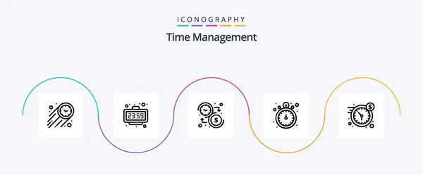 Time Management Line Icon Pack Including Watch Stop Watch Watch — Vector de stock