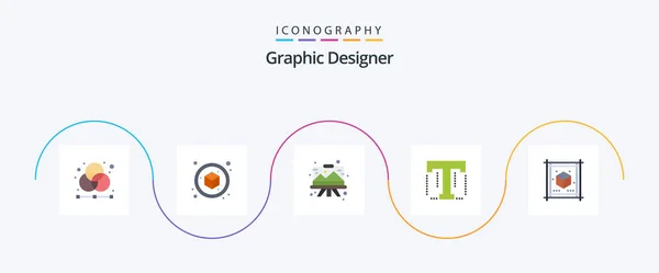 Graphic Designer Flat Icon Pack Including Designer Text Object Font — 图库矢量图片