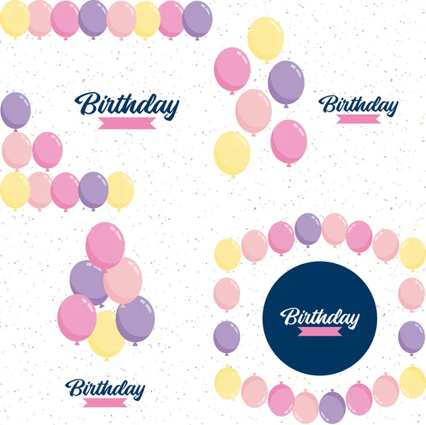 Vector Illustration Ahappy Birthday Celebration Background Balloons Banner Confetti Greeting — Vettoriale Stock
