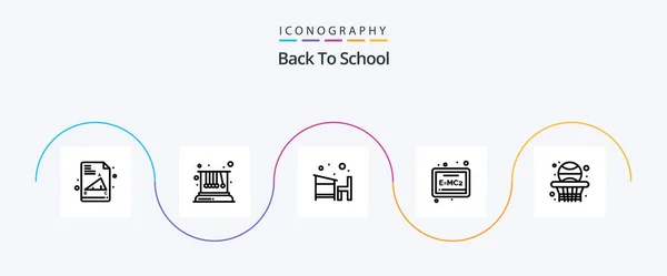 Back School Line Icon Pack Including Education Back Desk Formula — Stock vektor