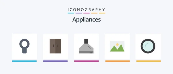 Appliances Flat Icon Pack Including Appliances House Wardrobe Home Ware — Wektor stockowy