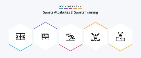 Sports Atributes Sports Training Line Icon Pack Including Sticks Ice — Archivo Imágenes Vectoriales