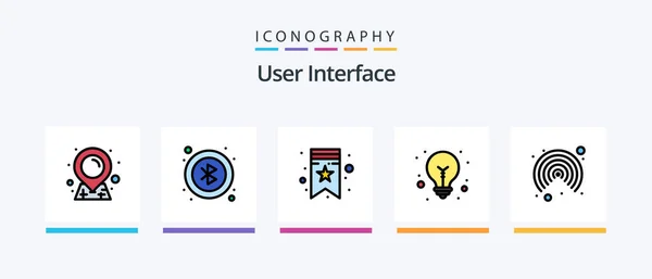 User Interface Line Filled Icon Pack Including Watch Star Time — Stockvector