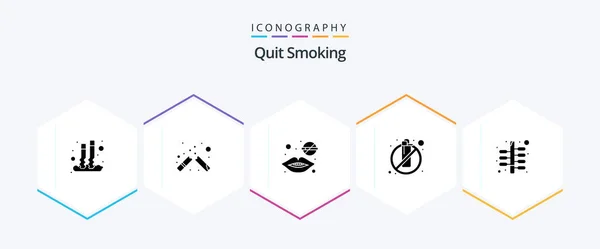 Quit Smoking Glyph Icon Pack Including Smoking Flame Healthcare Fire — Image vectorielle