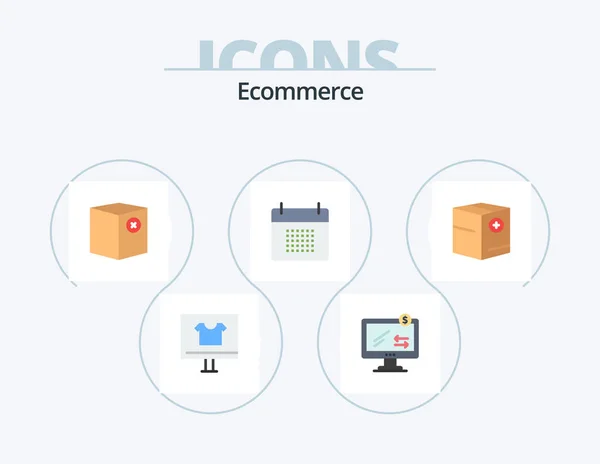 Ecommerce Flat Icon Pack Icon Design Event Calendar Shopping Appointment — Stok Vektör