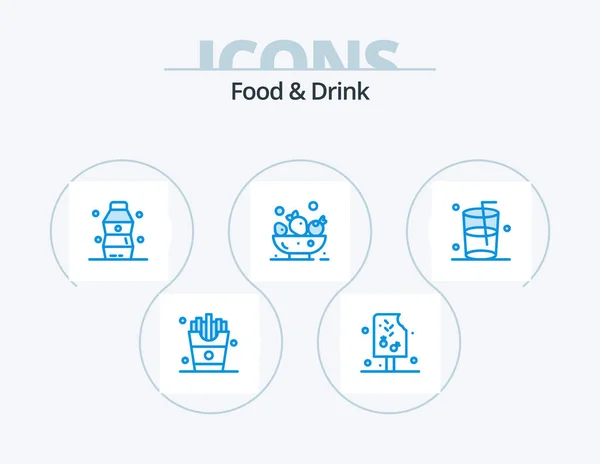 Food Drink Blue Icon Pack Icon Design Drink Berries Food — Stok Vektör