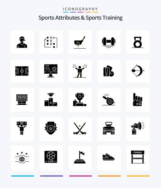 Creative Sports Atributes Sports Training Glyph Solid Black Icon Pack — Stock Vector