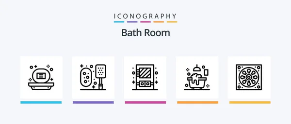 Bath Room Line Icon Pack Including Bath Junk Bath Equipment — Vetor de Stock