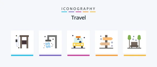 Travel Flat Icon Pack Including Way Tag Car Map Taxi — Archivo Imágenes Vectoriales
