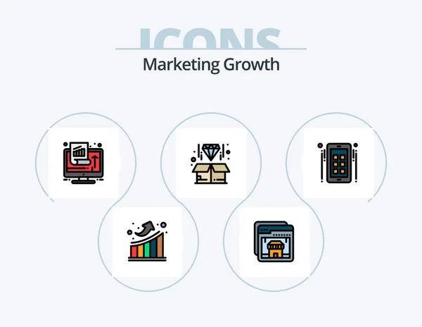 Marketing Growth Line Filled Icon Pack Icon Design Help Template — Stockvektor