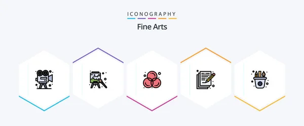 Fine Arts Filledline Icon Pack Including Write Art Paint Poetry — Vettoriale Stock