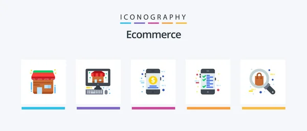 Ecommerce Flat Icon Pack Including Shop Gift Money Browse Calculation — Wektor stockowy