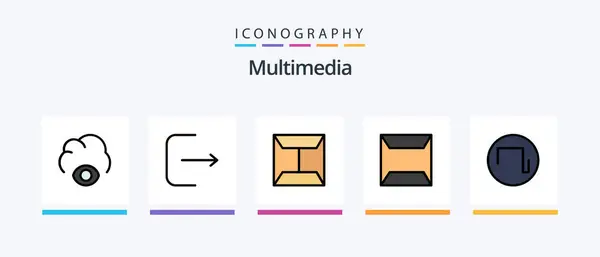 Multimedia Line Filled Icon Pack Including Multimedia Bookmark Logout Folder — Image vectorielle