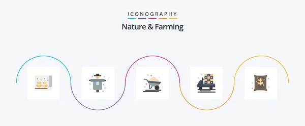 Nature Farming Flat Icon Pack Including Farm Truck Agriculture Farming — Stockvektor