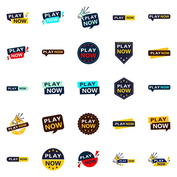 Professional Play Now Banners Take Your Business Next Level — Vector de stock