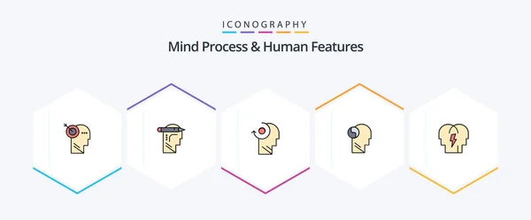 Mind Process Human Features Filledline Icon Pack Including Mind Clear — Vector de stock