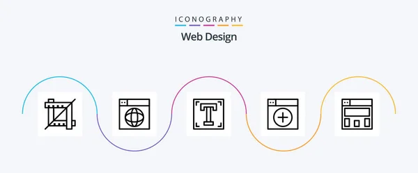 Web Design Line Icon Pack Including App New Designer Window — Stock Vector