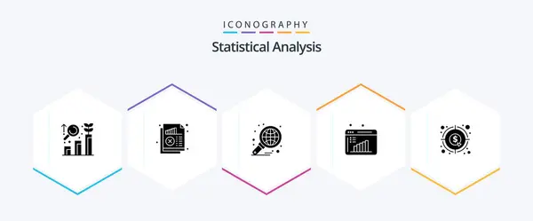 Statistical Analysis Glyph Icon Pack Including Data Evaluation Business Research — Stockový vektor