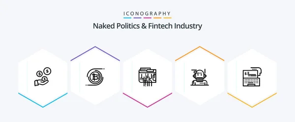 Naked Politics Fintech Industry Line Icon Pack Including Algorithm Adviser — Vector de stock