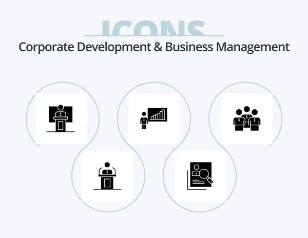 Corporate Development Business Management Glyph Icon Pack Icon Design Conference — Stockvektor