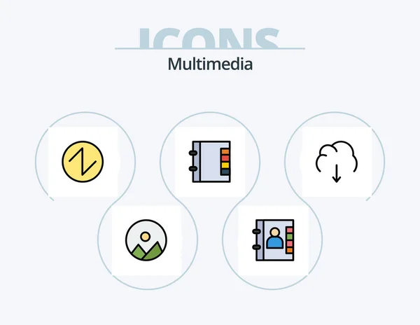 Multimedia Line Filled Icon Pack Icon Design Wave Drawer Archive — Stock vektor