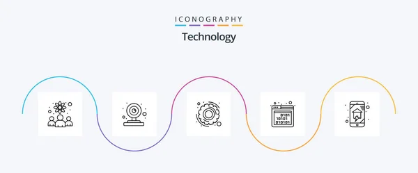 Technology Line Icon Pack Including Home Networking Domestics Gear Seo — Stok Vektör