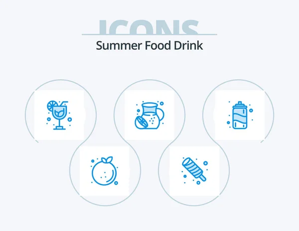 Summer Food Drink Blue Icon Pack Icon Design Water Lemonades — Image vectorielle