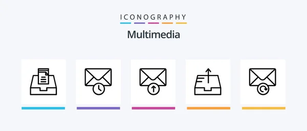 Multimedia Line Icon Pack Including Retry Send Mail Creative Icons — Stock Vector
