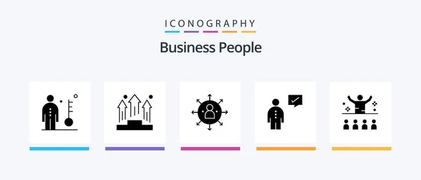 Business People Glyph Icon Pack Including Corporate Business People Opportunity — Image vectorielle