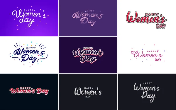 International Women Day Lettering Happy Women Day Greeting Love Shape — Stockvector