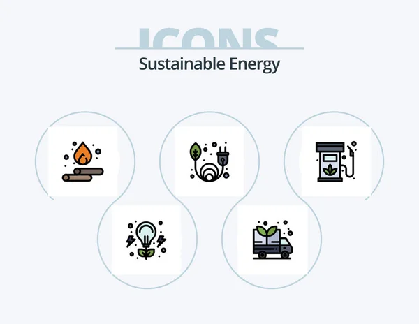Sustainable Energy Line Filled Icon Pack Icon Design Plant Ecology — Stockvector